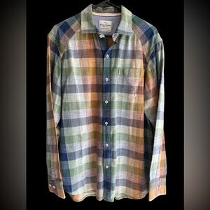 Tommy Bahama Jeans Madras Checked Shirt Medium Long Sleeve